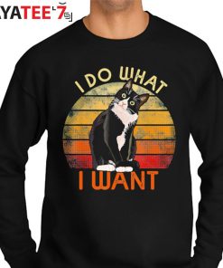 Best Gifts For Cat Lovers Do What I Want Cat Mothers Day Gifts Tuxedo Cat Mom Funny Graphic Retro T-Shirt Sweater