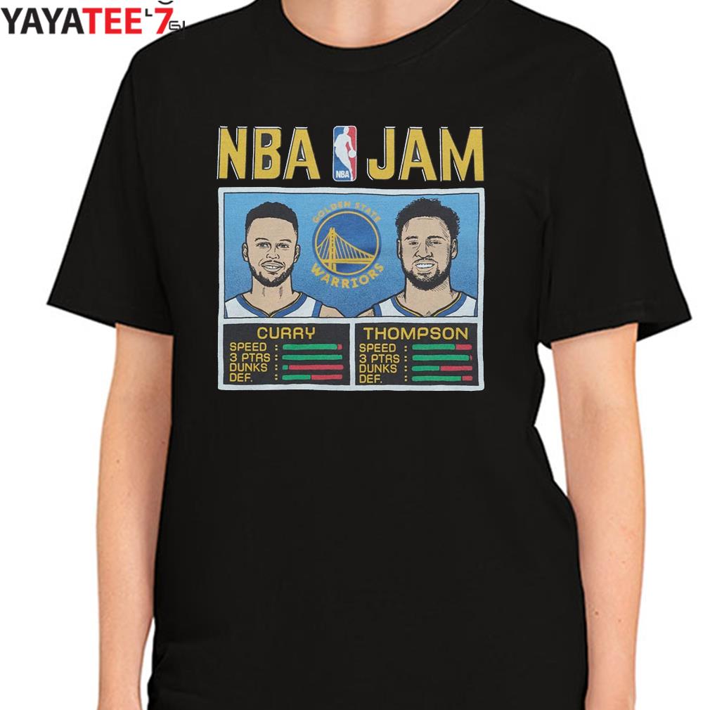 NBA Jam Warriors Curry and Thompson T-Shirt from Homage. | Royal Blue | Vintage Apparel from Homage.