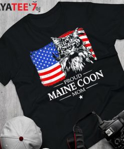 Proud Maine Coon Mom Best Gifts For Cat Lovers American Flag Patriotic Cat Gift T-Shirt