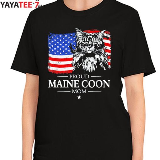 Proud Maine Coon Mom Best Gifts For Cat Lovers American Flag Patriotic Cat Gift T-Shirt Women's T-Shirt