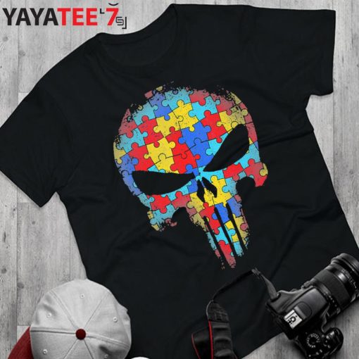Skull Autism Awareness Shirt Hoodie Autism Puzzle Piece Support Autism Awareness