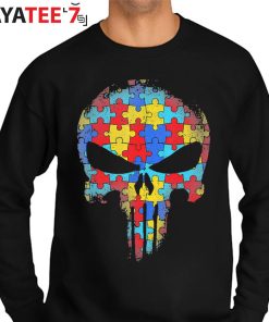 Skull Autism Awareness Shirt Hoodie Autism Puzzle Piece Support Autism Awareness Sweater
