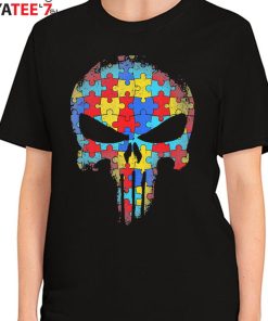 Skull Autism Awareness Shirt Hoodie Autism Puzzle Piece Support Autism Awareness Women's T-Shirt