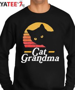 Vintage Cat Grandma Best Gifts For Cat Lovers Cat Mothers Day Gifts Sun Cat Retro Distressed T-Shirt Sweater