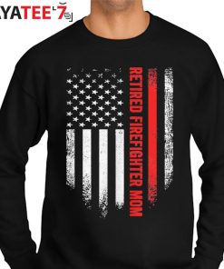 Vintage Usa Flag Proud Retired Firefighter Mom T-Shirt Retirement Gifts For Mom Sweater