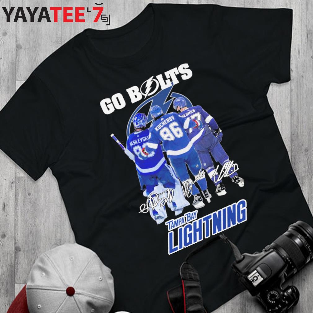 Nice tampa Bay Lightning Go Bolts Vasilevskiy Kucherov Hedman Signatures  shirt, hoodie, sweater, long sleeve and tank top