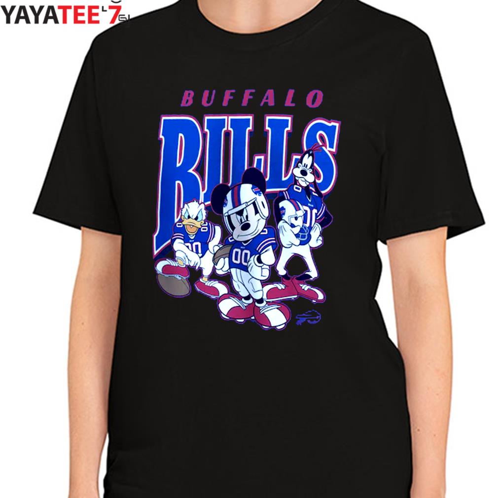 Men's Junk Food Black Buffalo Bills Disney Mickey Huddle T-Shirt