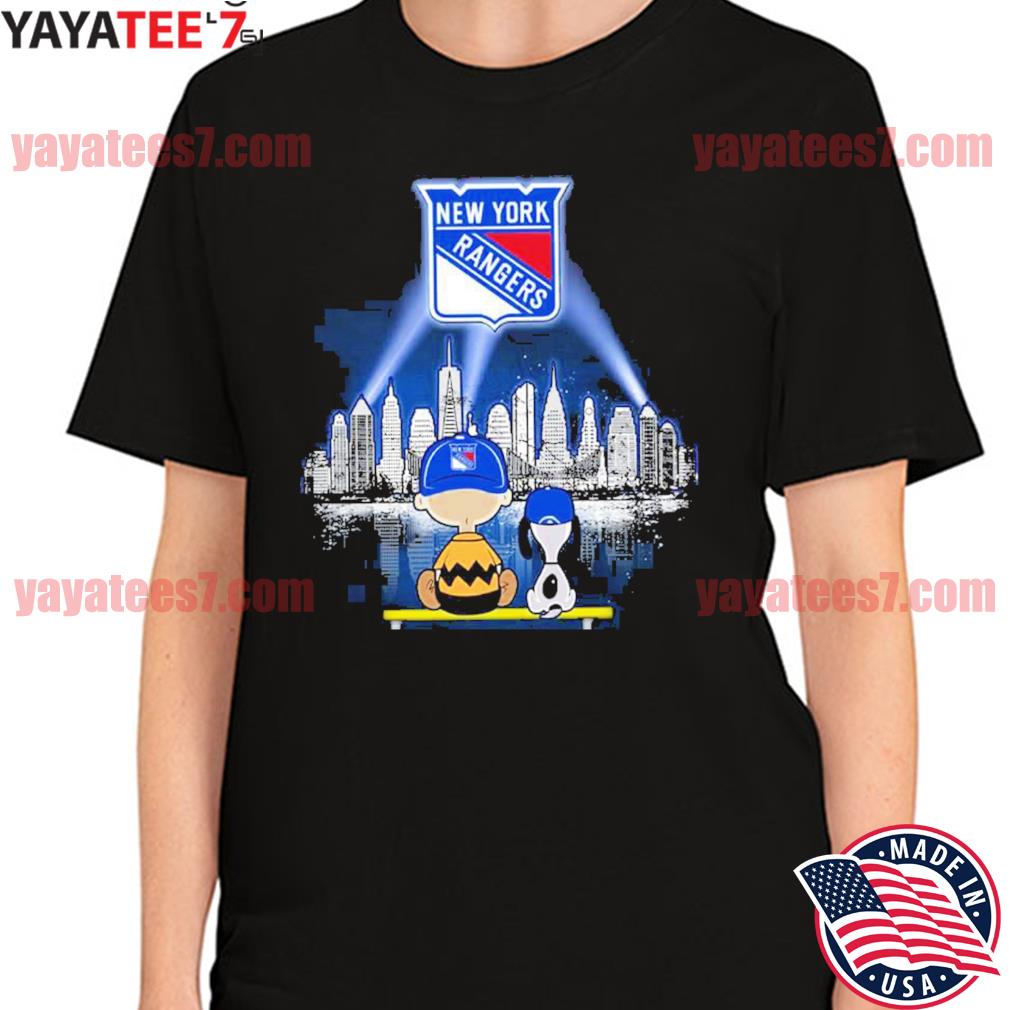 Charlie Brown And Snoopy Watching City New York Rangers T-Shirt - TeeNavi