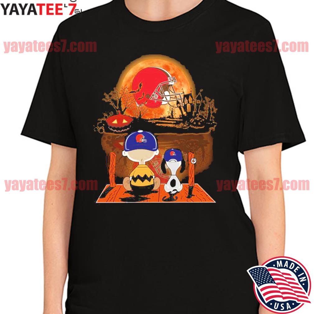 Snoopy And Charlie Brown Cleveland Browns Halloween Night Shirt