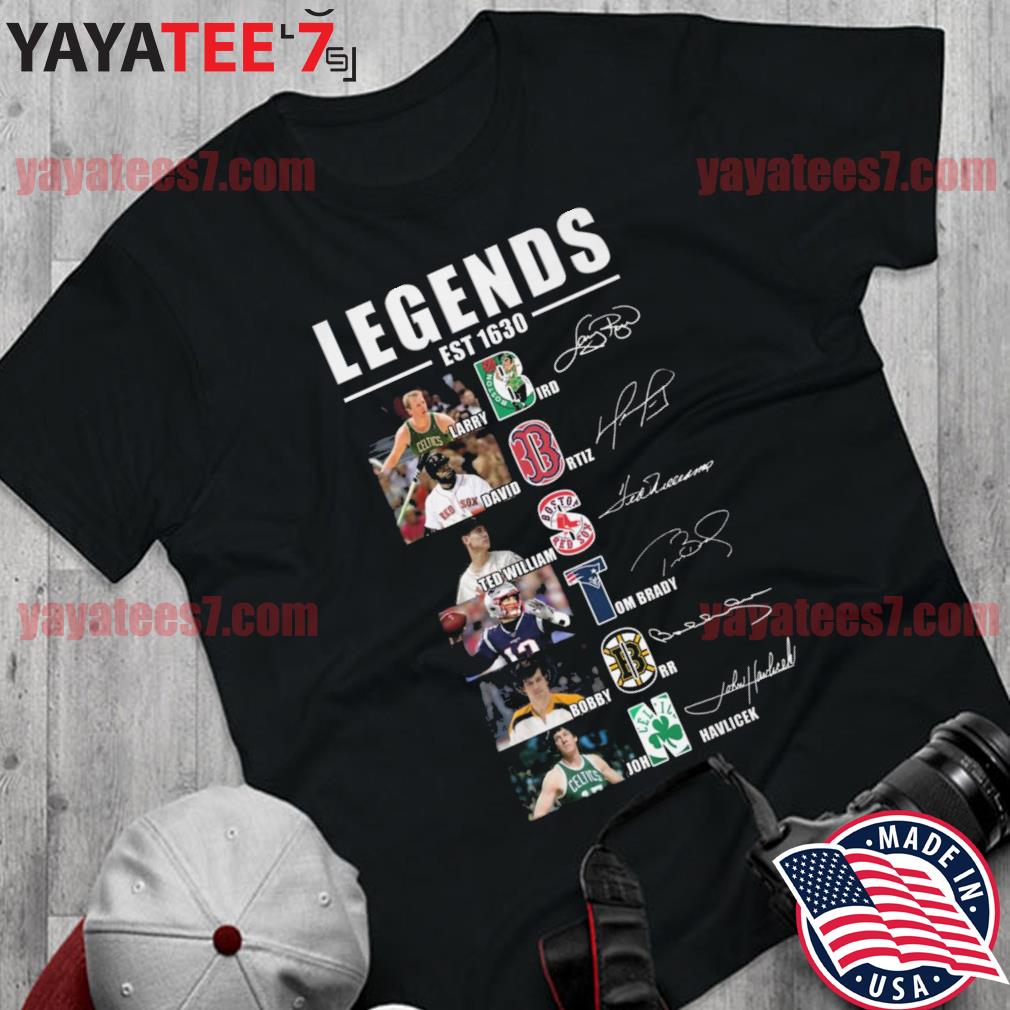 Legends Est 1630 Larry Bird David Ortiz Ted Williams and John Havlicek  signatures shirt, hoodie, sweater, long sleeve and tank top