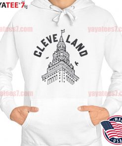 Cleveland C Terminal Tower T Shirt Orange and Brown XSmall