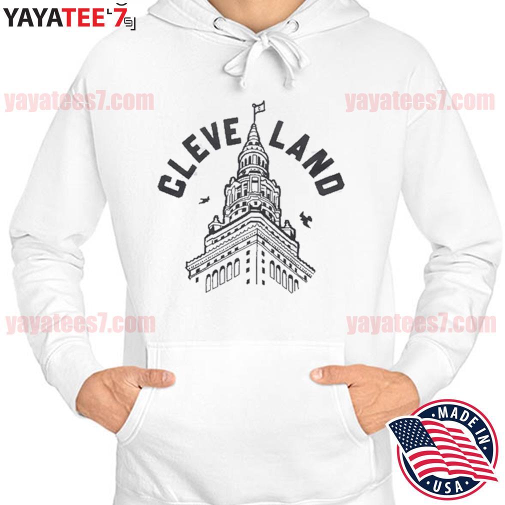 Cleveland C Terminal Tower T Shirt Orange and Brown XSmall