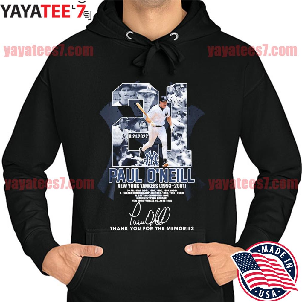 21 Paul O'neill new york yankees 1993 2001 signatures thank you for the  memories shirt, hoodie, sweater and long sleeve