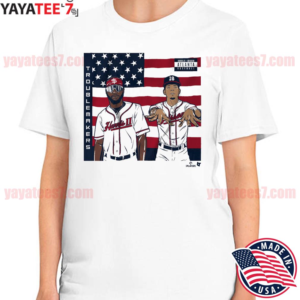 Atlanta Braves Harris II And Grissom Troublemakers American Flag Shirt,  hoodie, sweater, long sleeve and tank top
