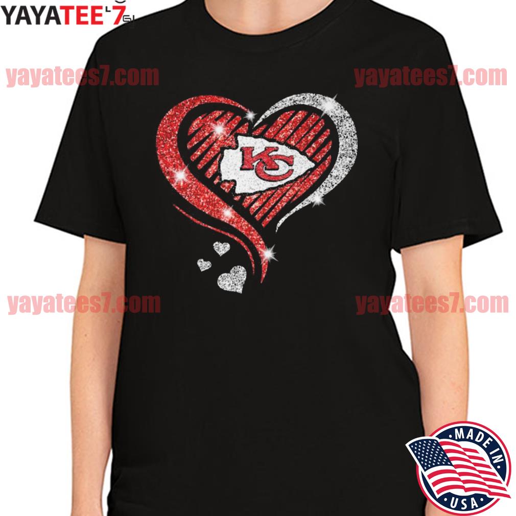 KC Chiefs Glitter Heart Love Shirt