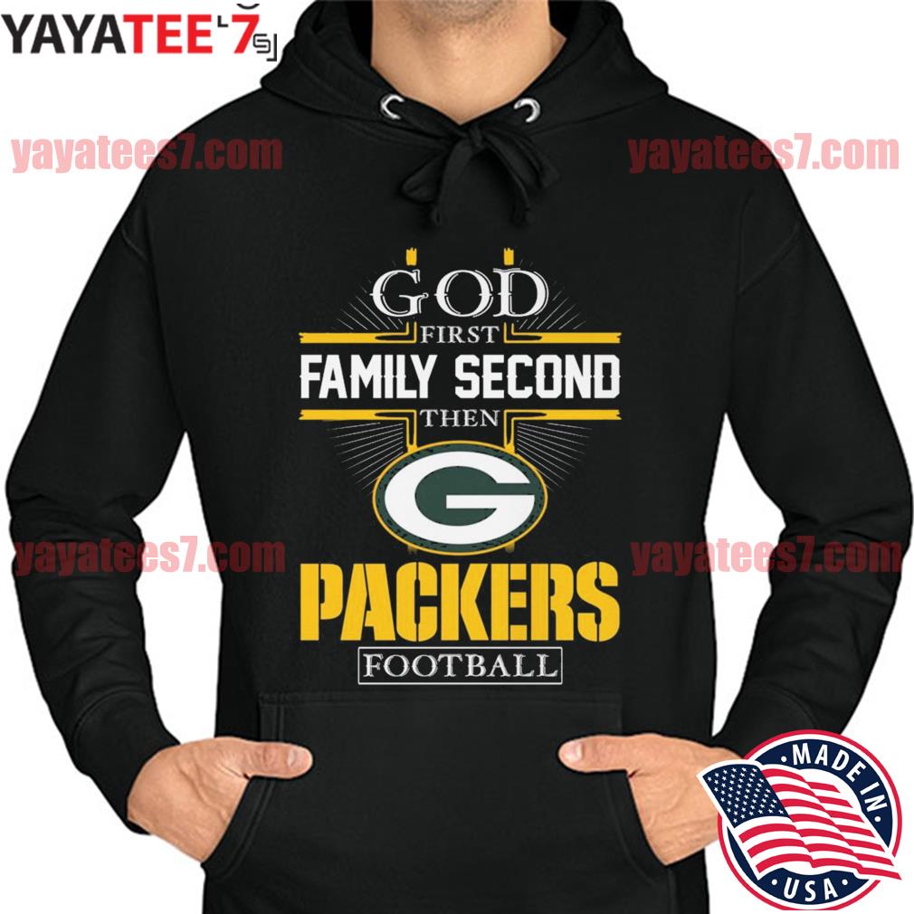 Green Bay Packers Shirt God First Family Second - High-Quality Printed Brand