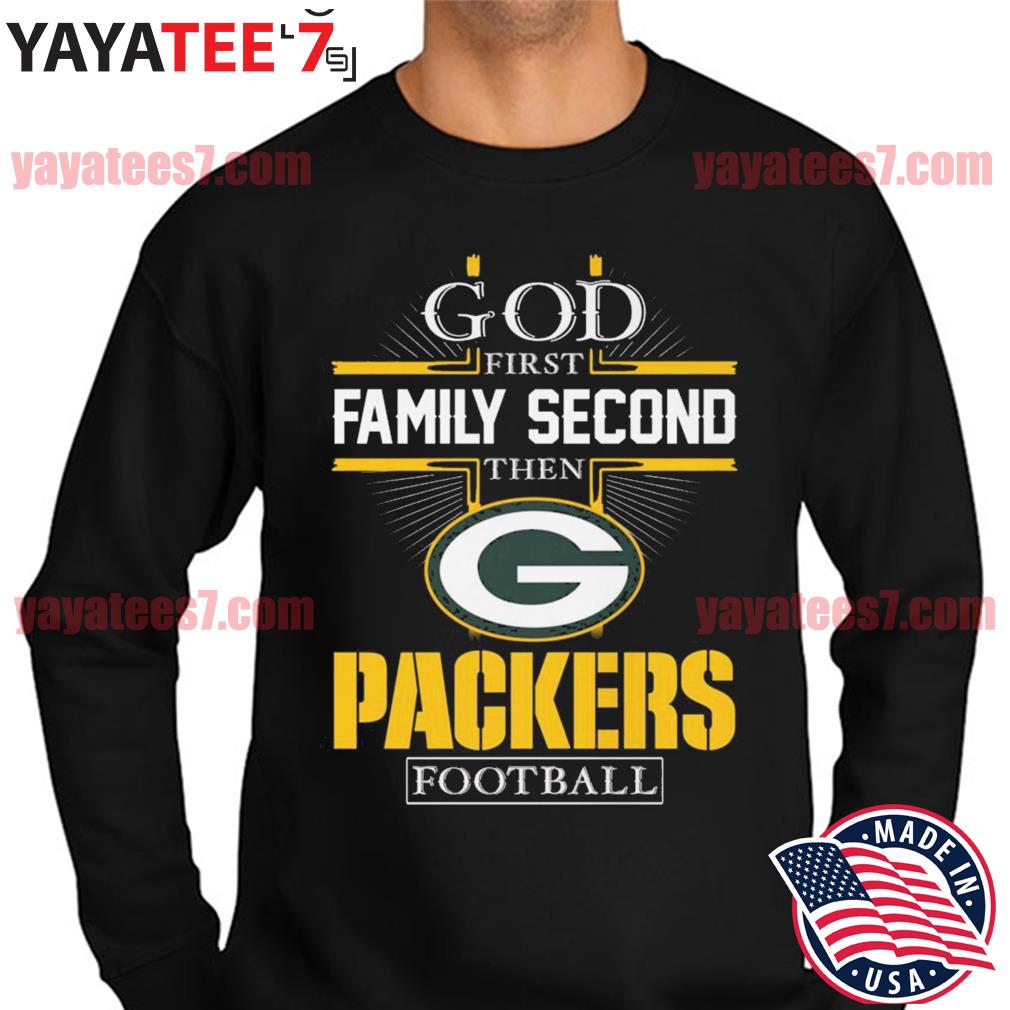 Green Bay Packers Shirt God First Family Second - High-Quality Printed Brand