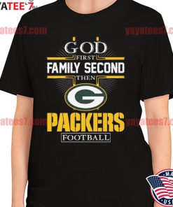 Green Bay Packers Shirt God First Family Second - High-Quality