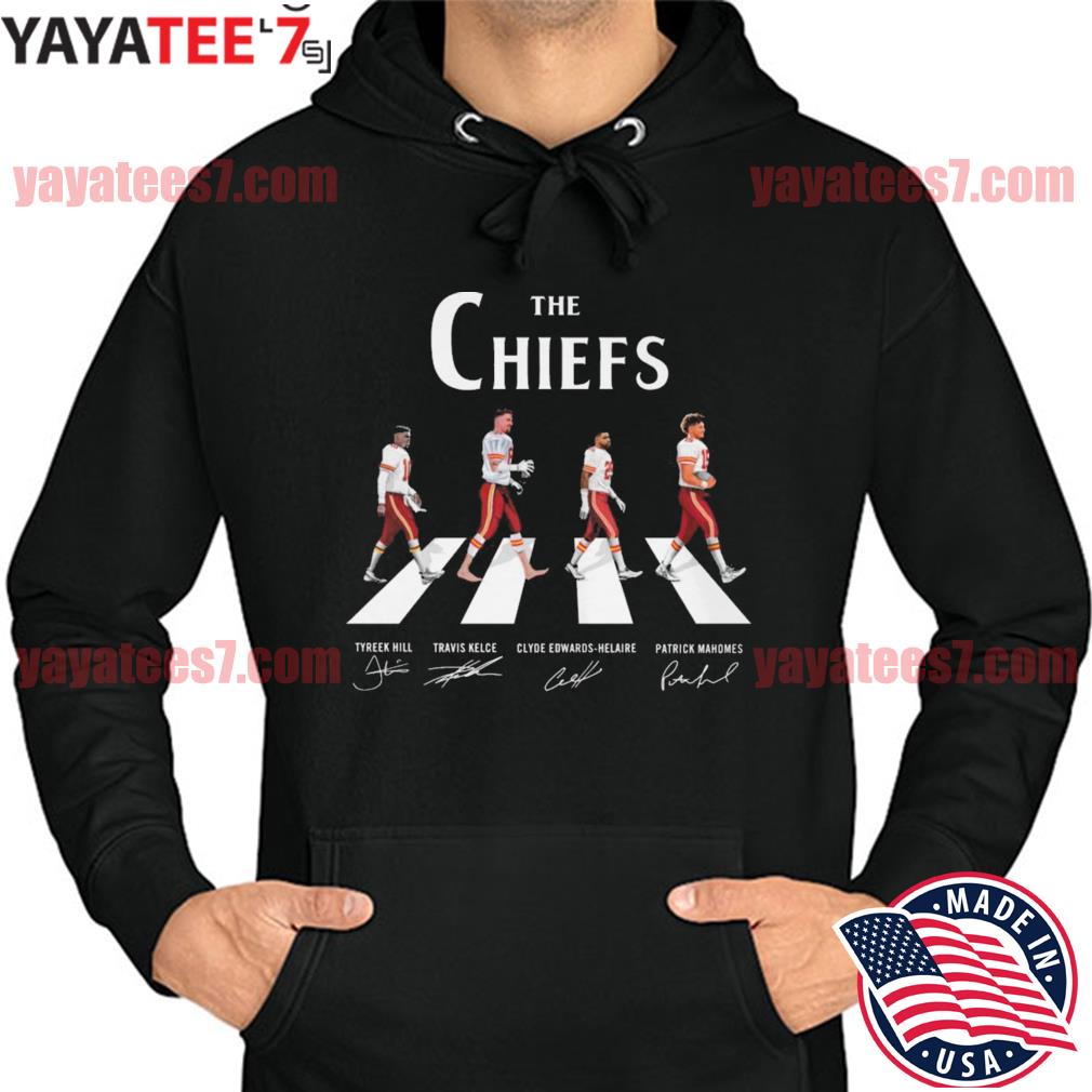 The Chiefs Tyreek Hill Travis Kelce Clyde Edwards-Helaire Patrick Mahomes  abbey road signatures shirt, hoodie, sweater, long sleeve and tank top