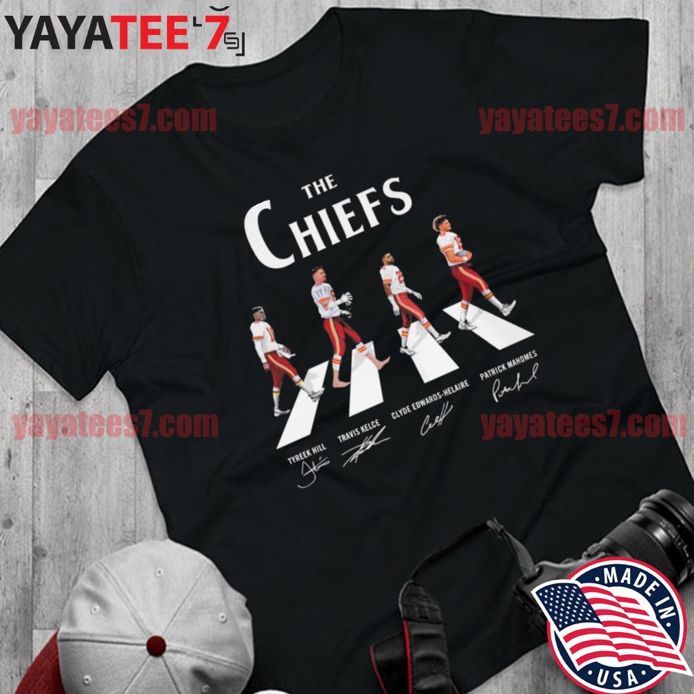 The Chiefs Tyreek Hill Travis Kelce Clyde Edwards-Helaire Patrick Mahomes  abbey road signatures shirt, hoodie, sweater, long sleeve and tank top