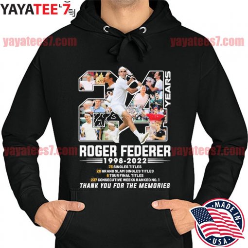 24 year Roger Federer 1998 2022 73 singles titles 6 tour final titles thank you for the memories signatures s Hoodie