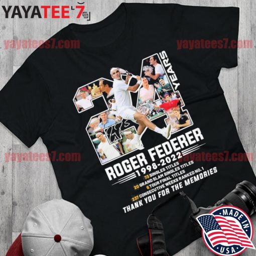 24 year Roger Federer 1998 2022 73 singles titles 6 tour final titles thank you for the memories signatures s Shirt