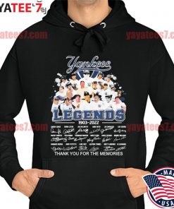 New York Yankees Legends 1903-2022 thank you for the memories signatures s Hoodie
