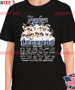 New York Yankees Legends 1903-2022 thank you for the memories signatures shirt