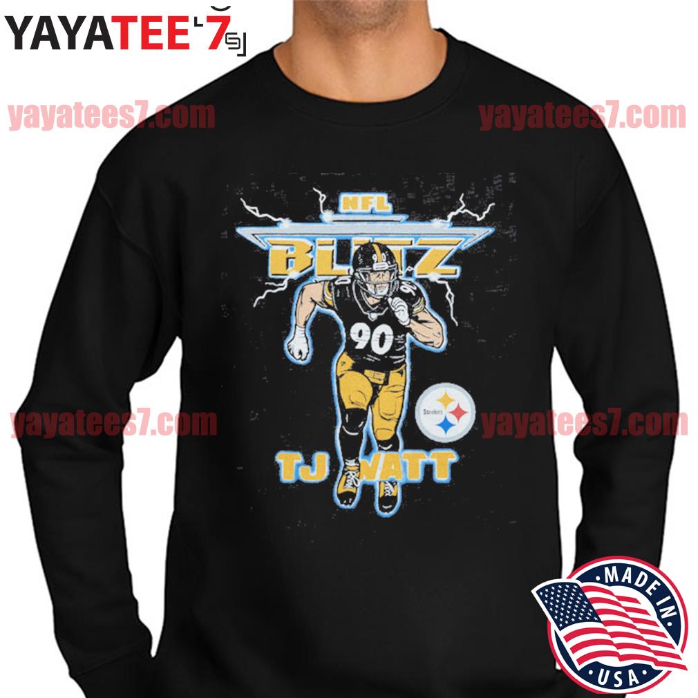 NFL Blitz Pittsburgh Steelers TJ Watt T-Shirt from Homage. | Officially Licensed Vintage NFL Apparel from Homage Pro Shop.