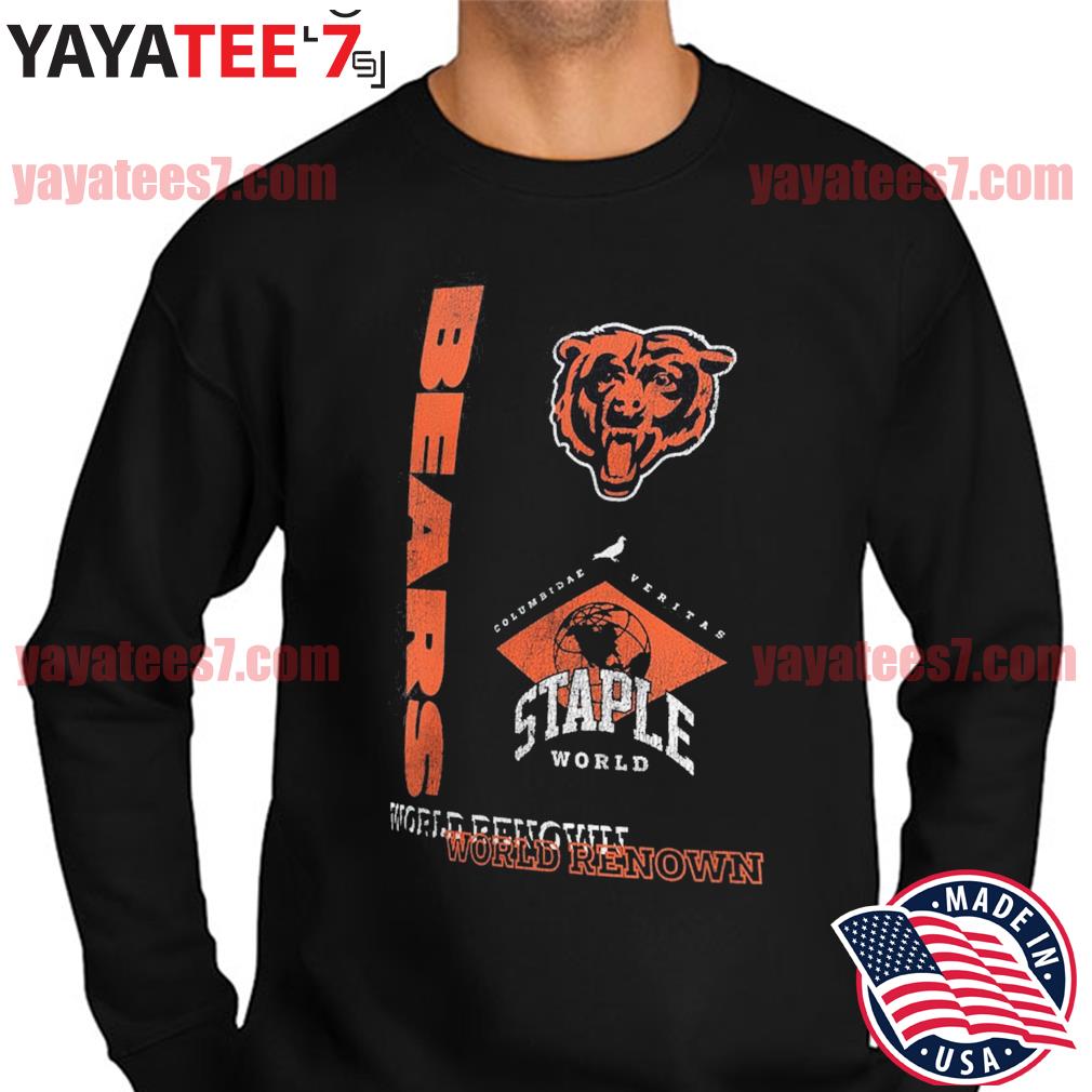 Men's NFL x Staple Black Chicago Bears World Renowned T-Shirt