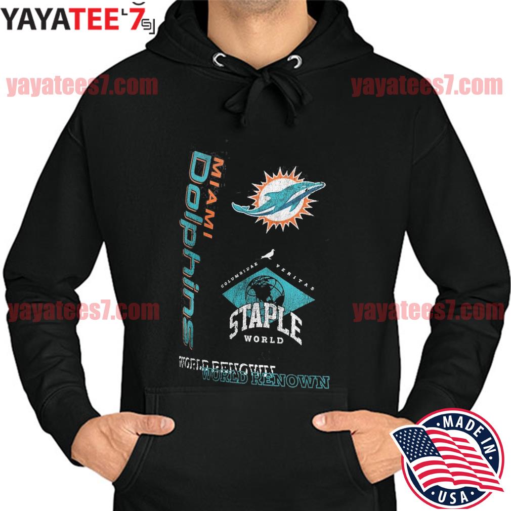 NFL x Staple Black Miami Dolphins World Renowned T-Shirt - Kaiteez