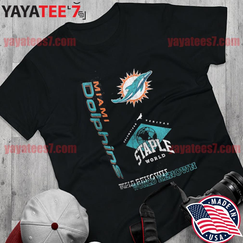 NFL x Staple Black Miami Dolphins World Renowned T-Shirt - Kaiteez