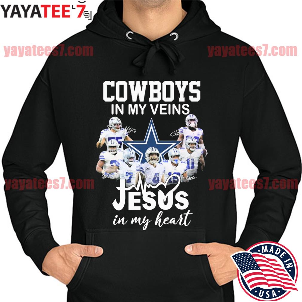 Funny Dallas Cowboys in my veins Jesus in my heart signatures