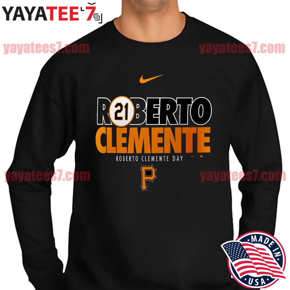 Pittsburgh Pirates 21 Roberto Clemente Nike Black Commemorative T-Shirt,  hoodie, sweater, long sleeve and tank top