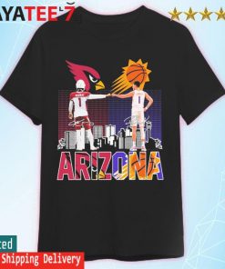 Arizona city skyline, Kyler Murray Arizona Cardinals and Devin Armani Booker Phoenix Suns signatures shirt