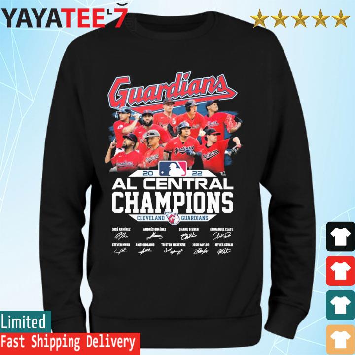 Cleveland Guardians MLB 2022 Al Central Division Champions signatures  shirt, hoodie, sweater, long sleeve and tank top
