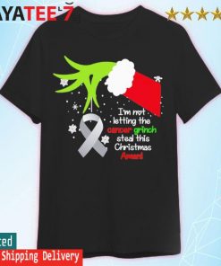 Grinch Hand holding Lung Cancer I'm not letting the cancer Grinch steal this Christmas amen shirt