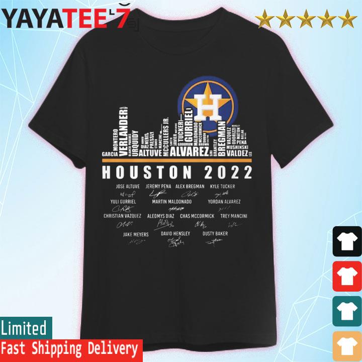 Houston 2022 Houston Astros baseball players name skyline signatures shirt,  hoodie, sweater, long sleeve and tank top