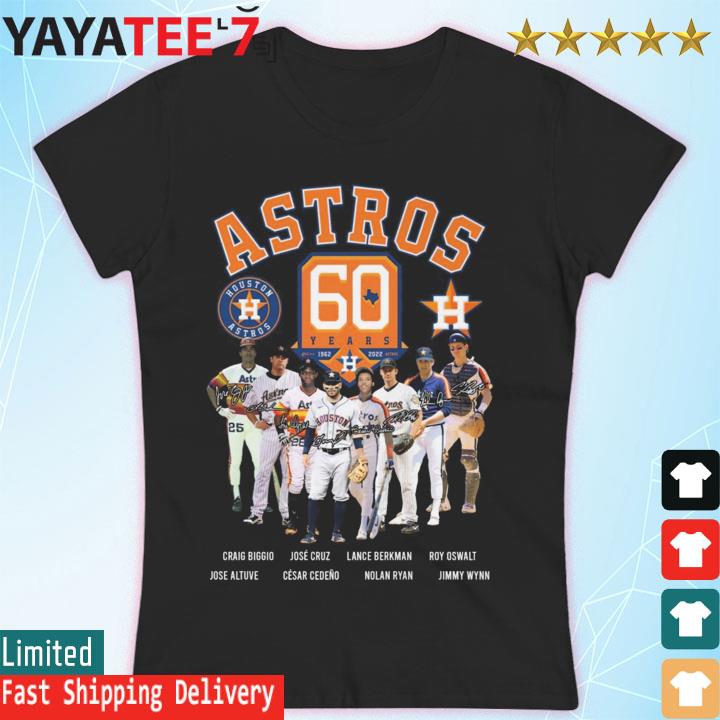 Funny houston Astros 60 Years 1962-2022 Signatures shirt, hoodie, sweater,  long sleeve and tank top