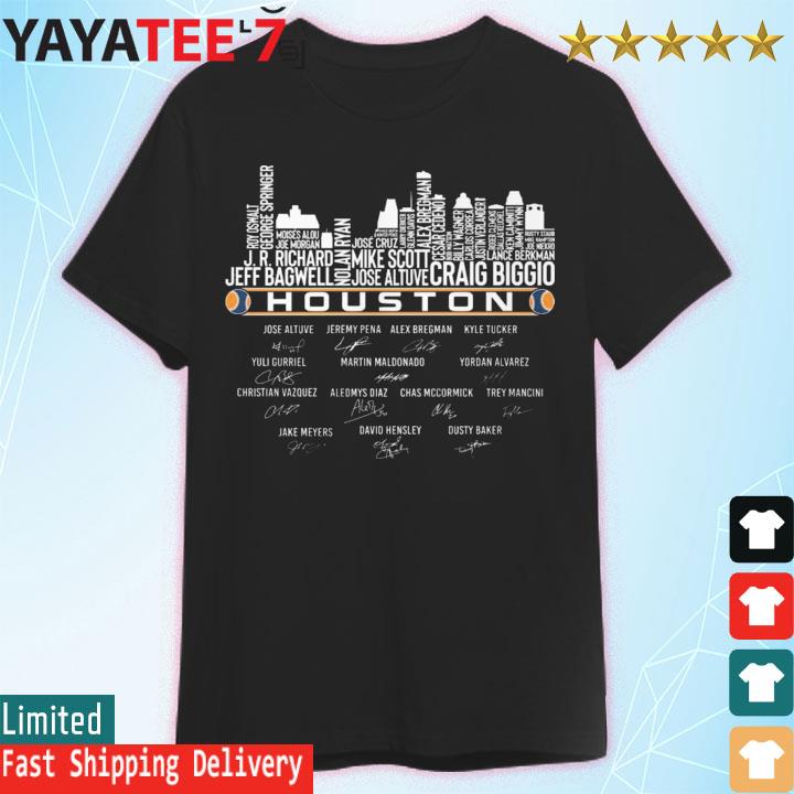 Official Houston Astros team skyline signatures shirt, hoodie