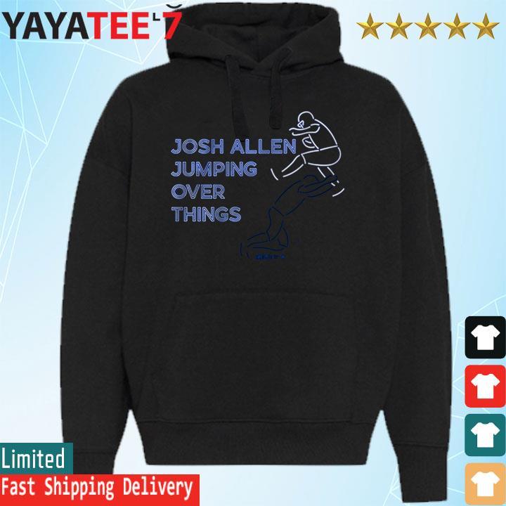 Josh Allen Jumping Over Things Neon Hurdle T-Shirt - Buffalo Bills