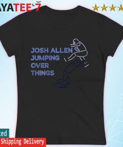 Josh Allen Jumping Over Things Neon Hurdle T-Shirt - Buffalo Bills