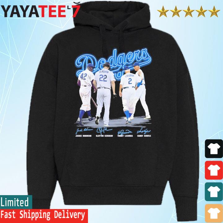 Los Angeles Dodgers Jackie Robinson Clayton Kershaw Tommy lasorda Sandy  Koufax signatures shirt, hoodie, longsleeve tee, sweater