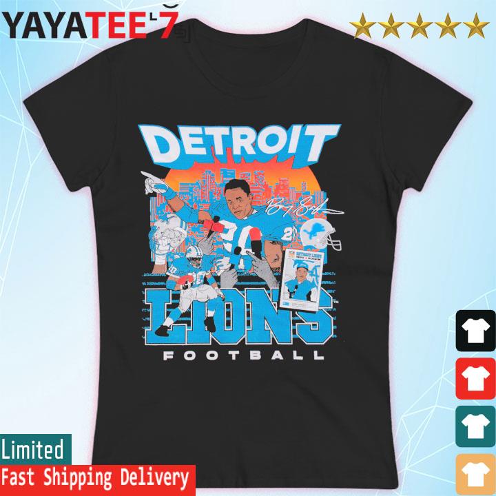 Men's SMPLFD Barry Sanders Black Detroit Lions T-Shirt