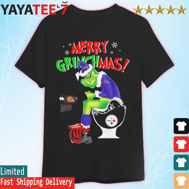 Merry Grinchmas The Grinch Baltimore Ravens Pittsburgh Steelers and  Cleveland Browns toilet paper Christmas shirt, hoodie, sweater, long sleeve  and tank top