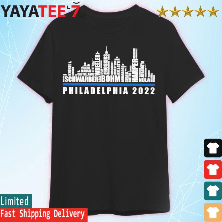 Official Philadelphia phillies 2023 season team players names in city T- shirt, hoodie, sweater, long sleeve and tank top