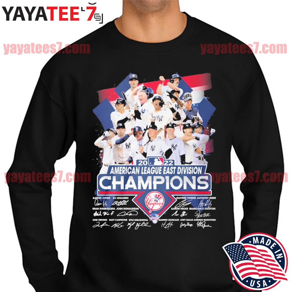 New York Yankees 2022 Al East Division Champions Signatures Shirt,Sweater,  Hoodie, And Long Sleeved, Ladies, Tank Top