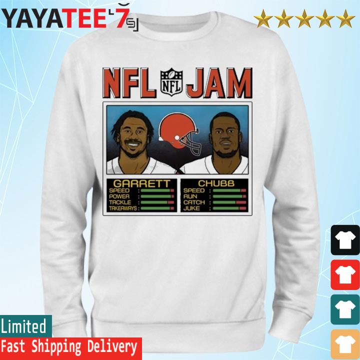 NFL Jam Browns Garrett And Chubb  Retro Cleveland Browns T-Shirt