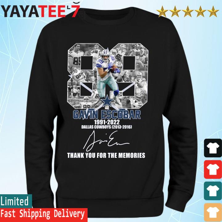 Gavin Escobar 1991-2022 Dallas Cowboys 2013-2016 Thank You For The Memories  Signature shirt, hoodie, sweater, long sleeve and tank top