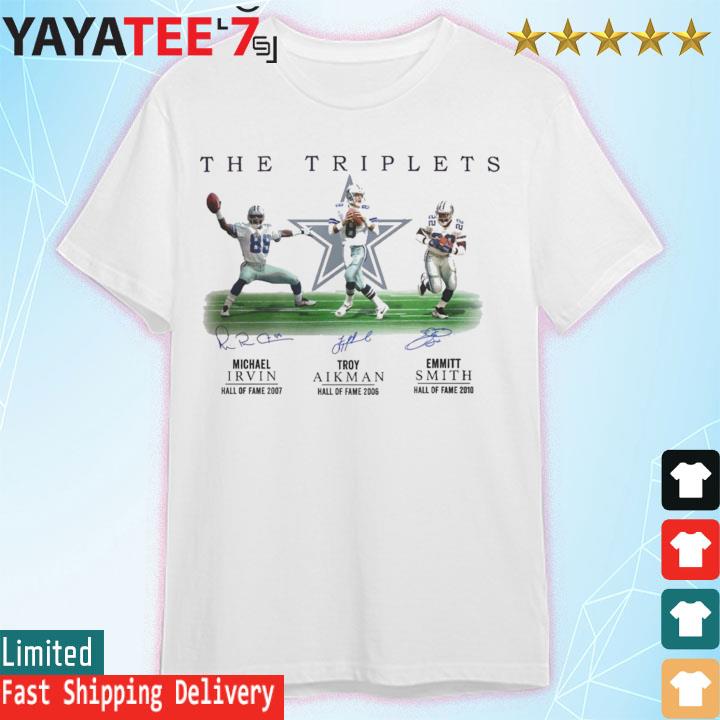 The Triplets Dallas Cowboys Michael Irvin Troy Aikman Emmitt Smith  signatures shirt, hoodie, sweater, long sleeve and tank top